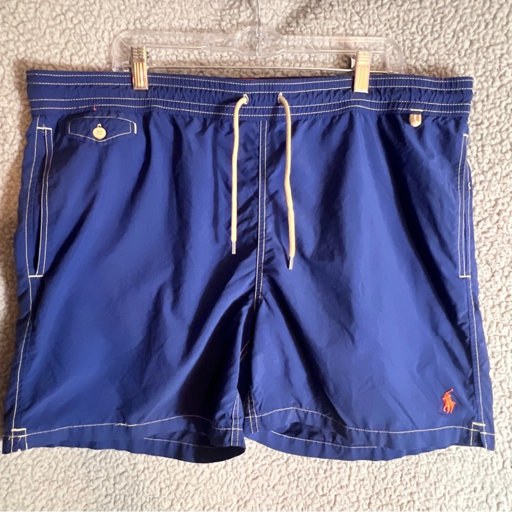 Vintage Ralph Lauren Men's Solid 4- Pocket Royal Blue Swim Trunks Like New
